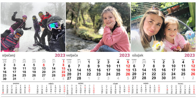 POPUST: 53% - Personalizirani zidni kalendar - uljepšajte svaki mjesec 2023. godine kalendarom s vašim fotografijama (Fotooptika Dado)