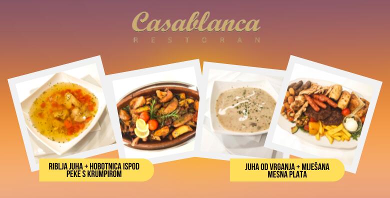 Počastite se slasnom hobotnicom ispod peke s krumpirom ili miješanom mesnom platom za dvoje u restoranu Casablanca