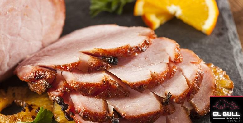 Šunka, bruschette s biftekom i kolač od maslina za dvoje