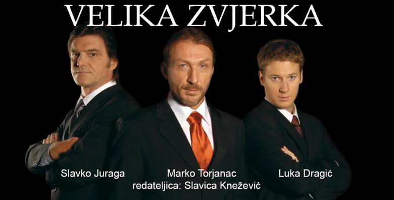 Predstava Velika Zvjerka – HIT KOMEDIJA koja ne silazi s pozornice od 2005. u izvedbi Marka Torjanca, Slavka Jurage i Luke Dragića