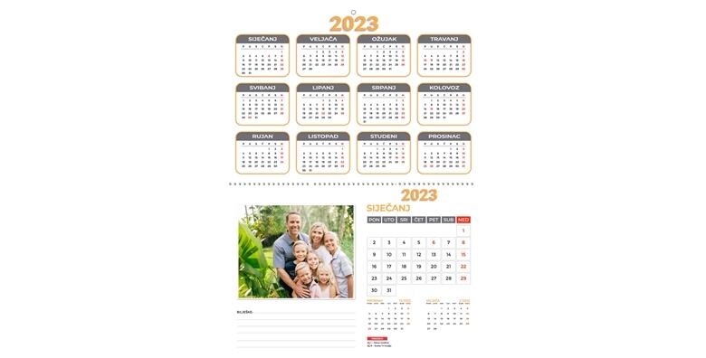 POPUST: 61% - Najljepši poklon za obitelj i prijatelje - personalizirani zidni kalendar 30x40 za 2023. godinu sa čak 12 vaših fotografija po želji (Web shop Lisica)