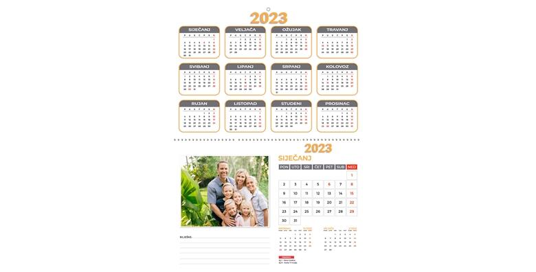 Najljepši poklon za obitelj i prijatelje – personalizirani zidni kalendar 30×40 za 2023. godinu sa čak 12 vaših fotografija po želji