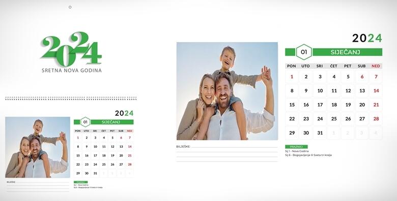 Najljepši poklon za obitelj i prijatelje – personalizirani zidni kalendar  za 2024. godinu sa čak 12 vaših fotografija po želji