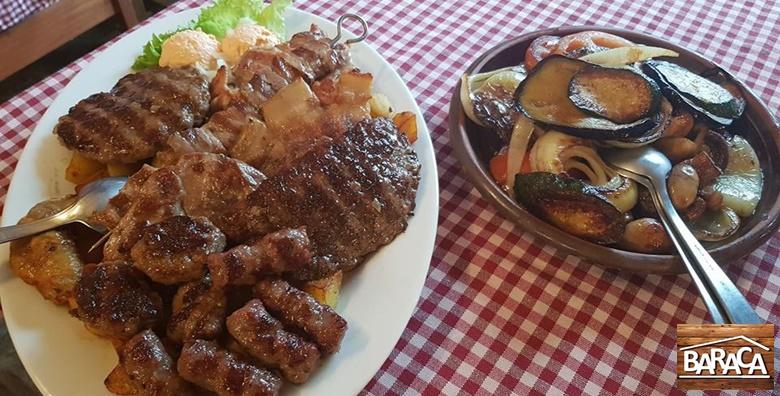 Grill plata, palačinke po izboru i 2 dcl crnog ili bijelog vina - vrhunska gozba u novootvorenom restoranu Baraca, sve za dvije osobe za samo 99 kn!