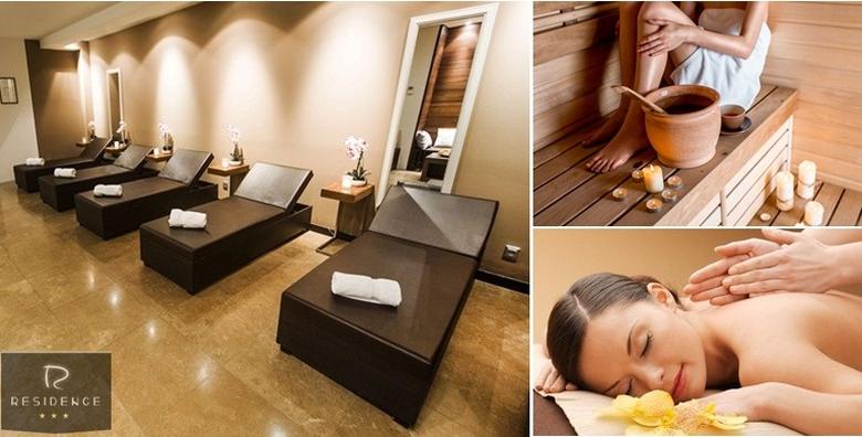[SPA PAKET]  2h korištenja sauna, fitnessa i chill sobe uz masažu leđa ili tijela te piling u Wellness centru Residence već od 110 kn!