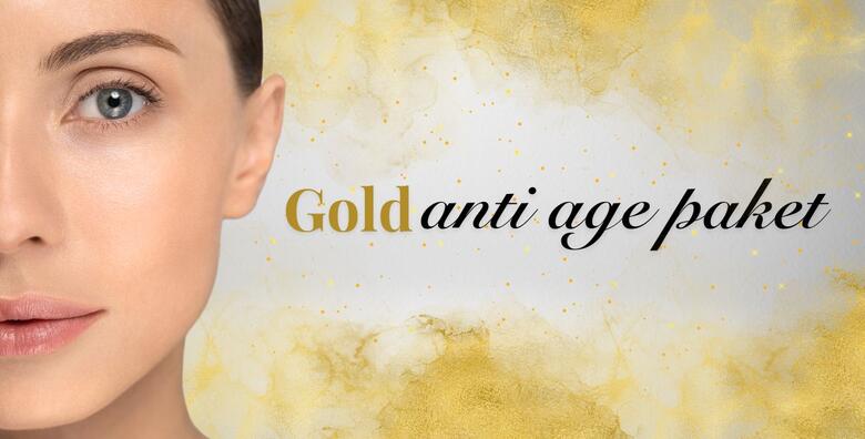 POPUST: 41% - GOLD ANTIAGE PAKET - čišćenje lica ultrazvučnom špatulom, radiofrekvencija, hladni čekić, fototerapija, maska za lice i helix krema u Beauty salonu LaVi (Beauty salon LaVi)