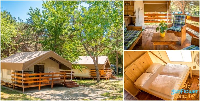 POPUST: 30% - GLAMPING Luksuzno kampiranje u Savudriji za 5 osoba - 1 noćenje u potpuno opremljenom šatoru u kampu smještenom uz 1.800 m dugu plažu od 389 kn! (SunFlower camping***)