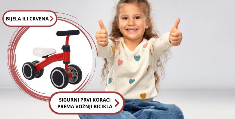 Neka najmlađi naprave sigurne prve korake prema vožnji bicikla uz dječju guralicu na četiri kotača pomoću koje se razvija kondicija, mišići i pravilno držanje