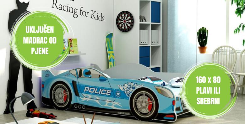 Priuštite udoban i siguran san budućem policajcu sa zabavnim dječjim krevetom POLICE 160x80s uključenim madracem