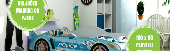 Priuštite udoban i siguran san budućem policajcu sa zabavnim dječjim krevetom POLICE 160x80s uključenim madracem