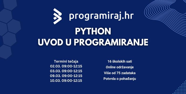 Python – Uvod u programiranje I 16 školskih sati online uz potvrdu o pohađanju tečaja