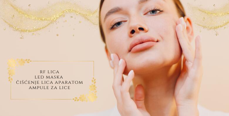 PAKET NJEGE LICA – zategnite kožu lica uz vakuumsku radiofrekvenciju, čišćenje i njega lica aparatom, LED color masku i ampule za lice u u salonu za njegu tijela OzonM