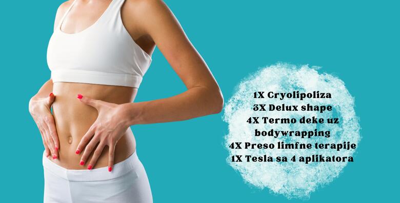 Zavolite svoj odraz u ogledalu uz 13 tretmana za mršavljenje – cryolipoliza, delux shape, termo deke uz bodywrapping, preso limfne terapije i tesla sa 4 aplikatora u salonu OzonM