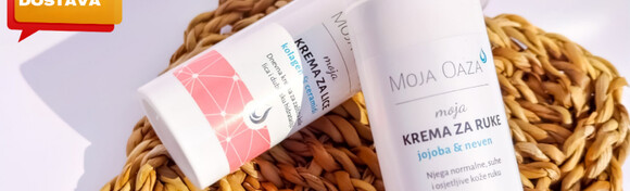 Moja Oaza poklon paket - BESTSELER krema za lice Kolagen&Ceramidi za svilenkasto meku kožu i krema za ruke Jojoba&Neven hrvatskog brenda prirodne kozmetike