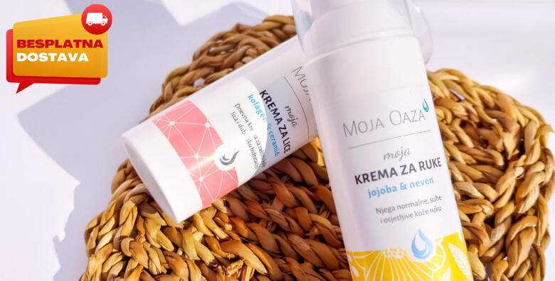 Ponuda dana: Moja Oaza poklon paket - BESTSELER krema za lice Kolagen&Ceramidi za svilenkasto meku kožu i krema za ruke Jojoba&Neven hrvatskog brenda prirodne kozmetike (Anzotica Cosmetics)