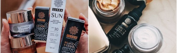 SET ZA BLISTAVU KOŽU LICA MAX + hrvatskog brend Luxea - 5u1 zlatna maska, Beauty Elixir serum za lice, Velvet Caviar krema, Glow okoloočna krema i zaštitna dnevna krema