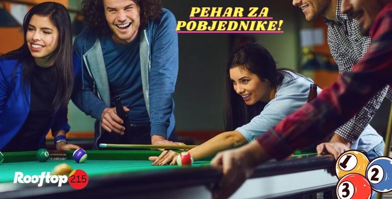 POPUST: 33% - TEAM BUILDING uz turnir u biljaru s profesionalnim igračima - za do 30 ili do 65 osoba i uz PEHAR za pobjednike te popust na hranu i piće (Rooftop 215)