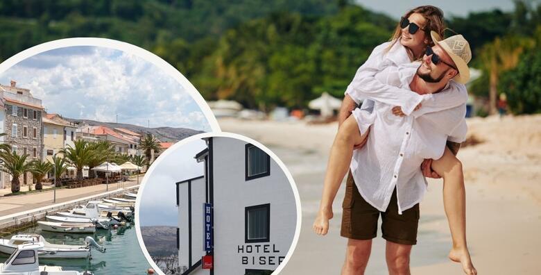 Godišnji odmor na Pagu - 2, 3 ili 5 noći u prvom redu do mora s polupansionom za 2 osobe + GRATIS paket za 1 dijete do 2,99 godina u Hotelu Biser 3*